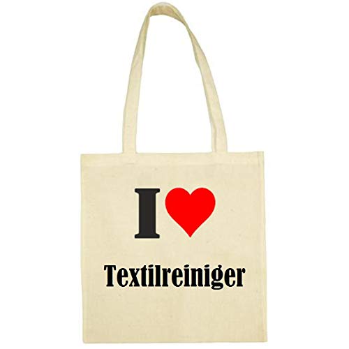 Tasche I Love Textilreiniger Größe 38x42 Farbe Natur Druck Schwarz