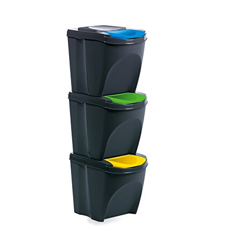 Mülleimer Abfalleimer Mülltrennsystem 75L - 3x25L Behälter Sorti...