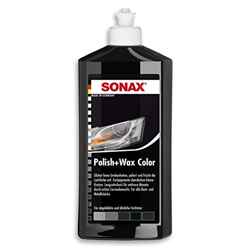 SONAX Polish+Wax Color schwarz (500 ml) Politur mit schwarzen...