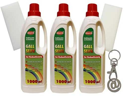ILODA® 3x 1 Liter Gallseife zur Fleckentfernung von Fett, Obst, Wein,...