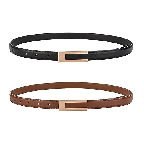 KEYRI 2er-Pack Schmaler Taillengürtel für Damen Ledergürtel...