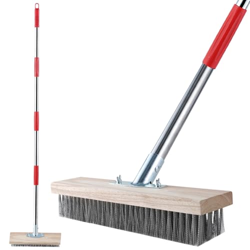 Mitclear Stahldrahtbesen mit Teleskopstiel(145cm), Straßenbesen zum...