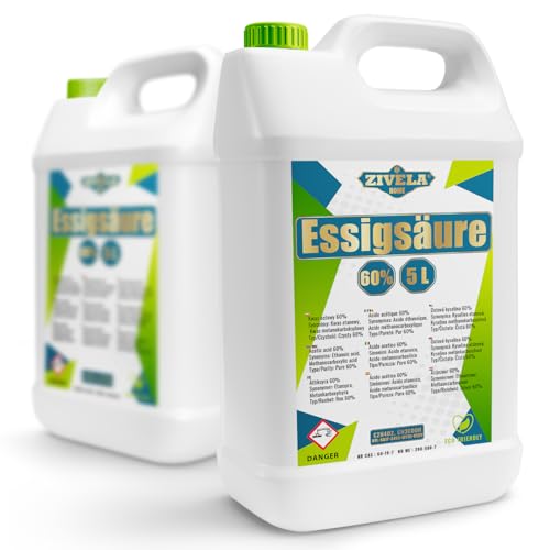 Essigsäure 60% 10L (2x5L) - Für vielseitige Haushaltsanwendungen |...