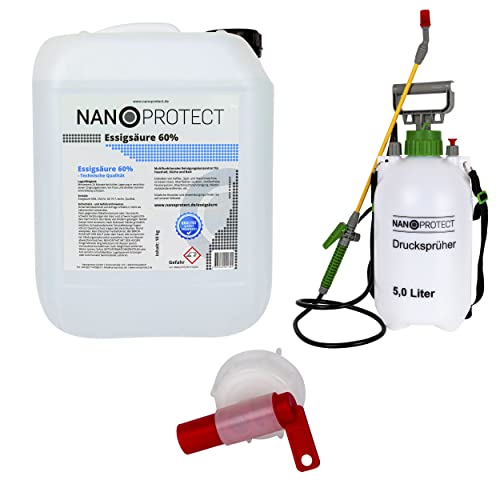 Nanoprotect Essigsäure 60% | Mit Drucksprüher und Auslaufhahn |...