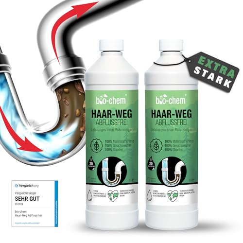 bio-chem Haar-Weg Abflussfrei – Abflussreiniger EXTRA STARK – 2x...