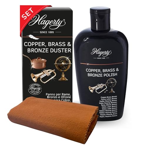 Hagerty Set Copper Brass & Bronze Polish 250 ml + Duster für Vasen...