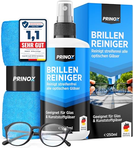 PRINOX® Brillenreiniger Set 250ml mit Mikrofaser Brillenputztuch -...
