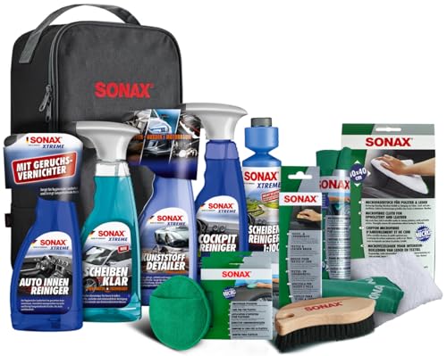 SONAX Innenraum+Scheibe-Set mit Tasche (11-teilig) zur Reinigung aller...