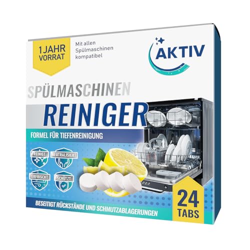 Aktiv 24x Spülmaschinenreiniger Tabs extra stark gegen Geruch & Kalk...