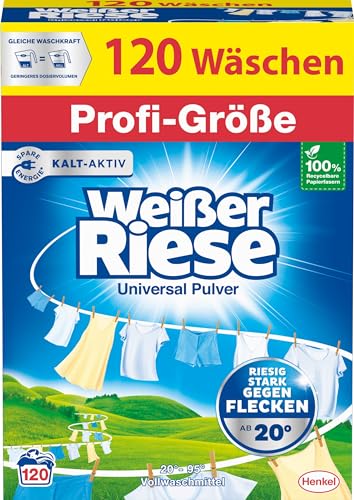 Weißer Riese Universal Pulver in Profi-Größe (120 Waschladungen),...