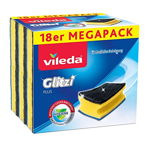 Vileda Glitzi Plus Topfreiniger, Spülschwamm für die Küche, Schwamm...