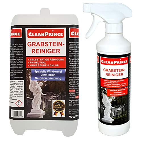 CleanPrince Grabsteinreiniger 2,5 Liter | Grabstein-Reiniger Anti Moos...