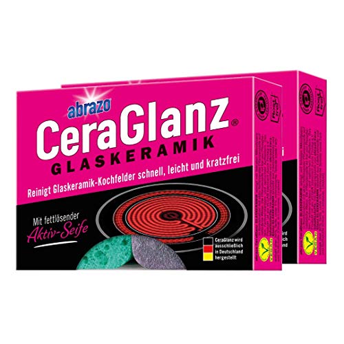 abrazo CeraGlanz Glaskeramik 2x2, Ceranfeld Reiniger antibakteriell,...