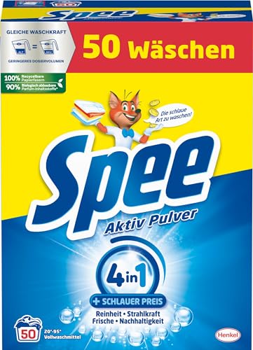 SPEE Aktiv Pulver Universal Vollwaschmittel 4 + 1 (50 Waschladungen),...