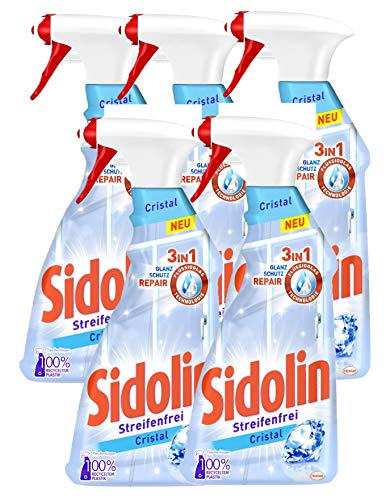 Sidolin Cristal, Glasreiniger 5xSprühflasche, für einen perfekten...