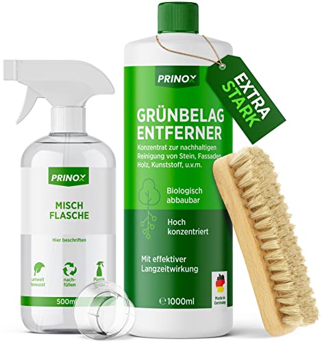 PRINOX® 1000ml Grünbelagentferner inkl. Scheuerbürste I EXTRA STARK...