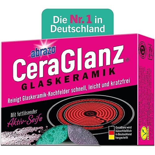 abrazo CeraGlanz Glaskeramik - 2 Ceranfeldreiniger, antibakterieller...
