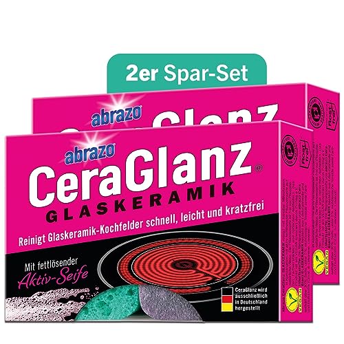 abrazo CeraGlanz Glaskeramik | 4 Ceranfeldreiniger 2x2 Stk. | antibak....