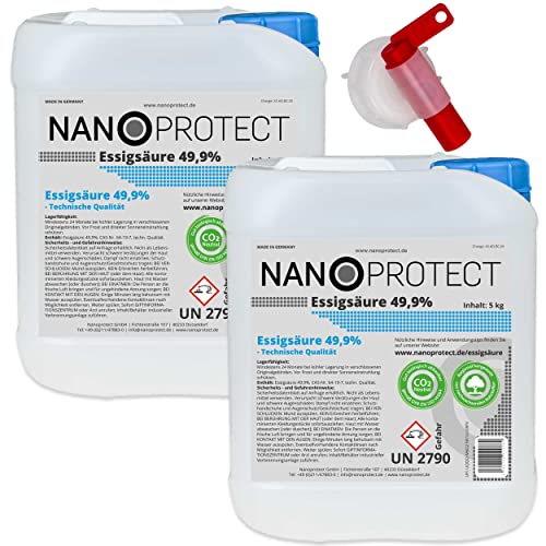 Nanoprotect Essigsäure | Inkl. Auslaufhahn | Ideal als Reiniger und...