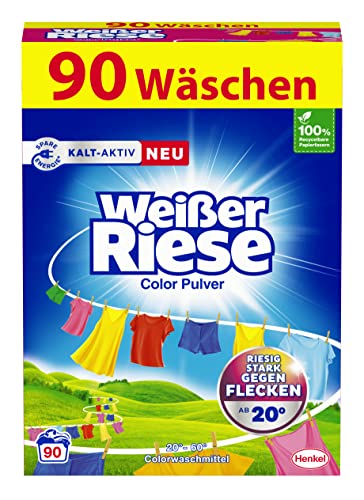 Weißer Riese Color Pulver (90 Waschladungen), Color Waschmittel...